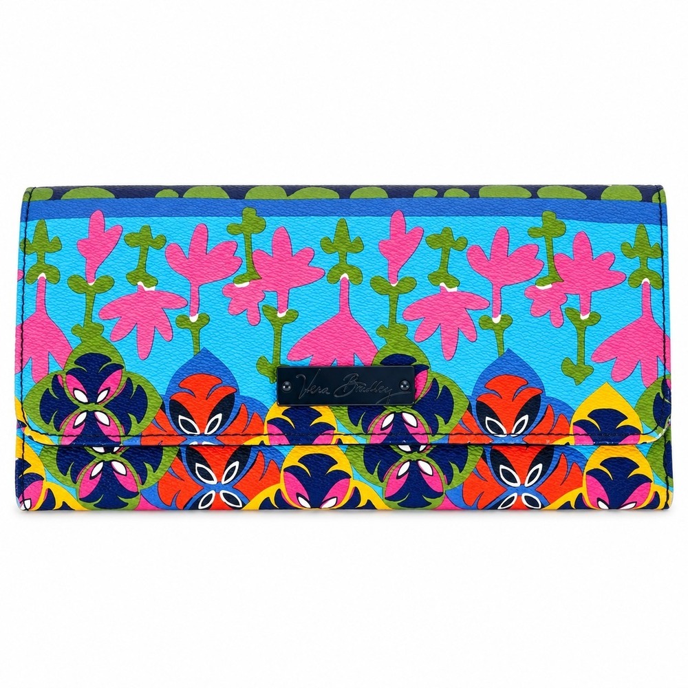 Vera Bradley Rio Stripe Trifold Wallet Coated Canvas Multicolor Floral